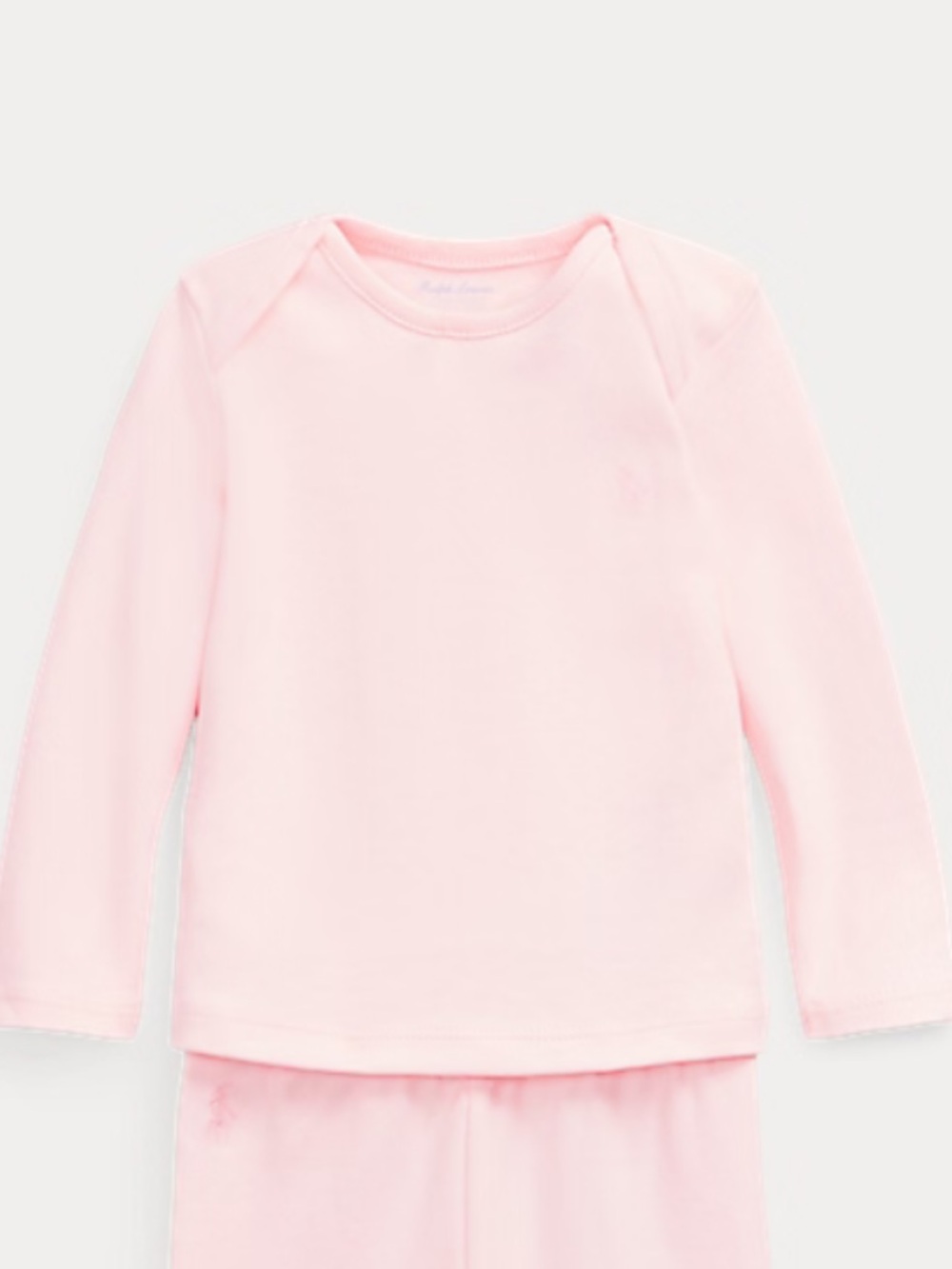 Ralph Lauren Baby Girl Cotton Interlock Long Sleeve Tee in Delicate Pink 3-6 Mo
